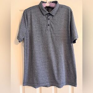 Lululemon Gray Striped Polo Shirt Men Size Large